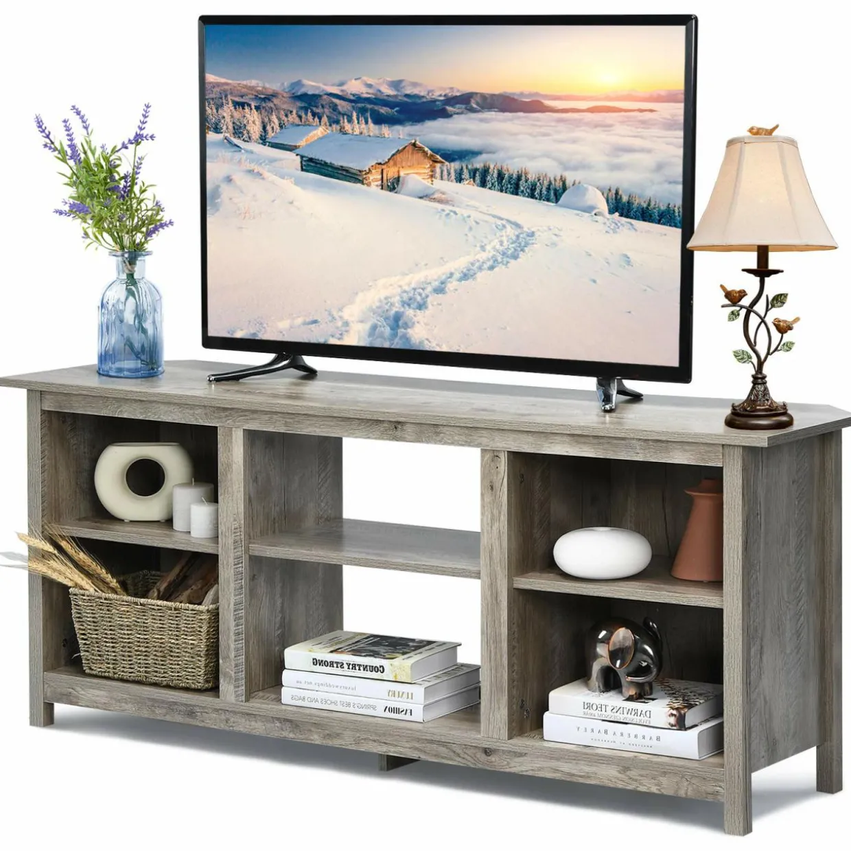 Farmhouse Universal TV Stand for TV's up to 65" Flat Screen, Home Living Room Entertainment Center