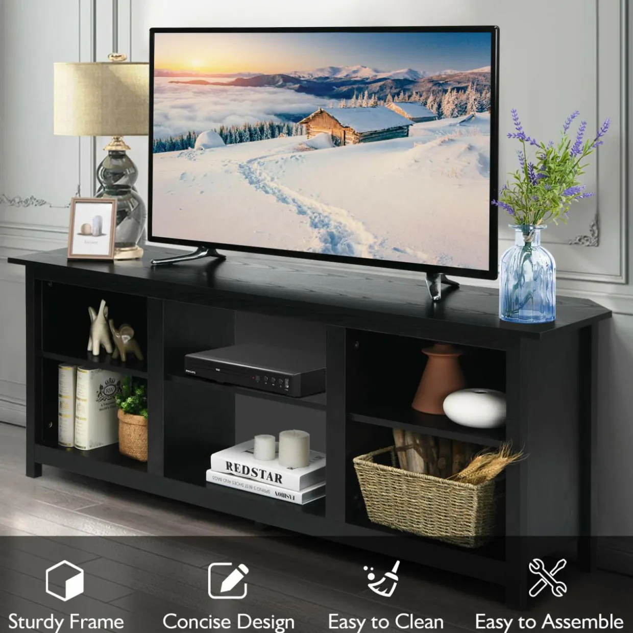 Farmhouse Universal TV Stand for TV's up to 65" Flat Screen, Home Living Room Entertainment Center