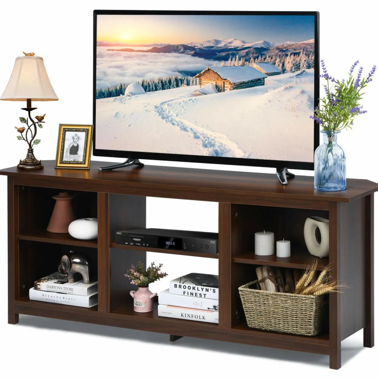 Farmhouse Universal TV Stand for TV's up to 65" Flat Screen, Home Living Room Entertainment Center