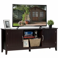Farmhouse Wood Barn Door TV Stand for TV's up to 65" Flat Screen, Living Room Media Console Storage Cabinet with