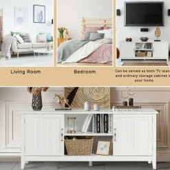 Farmhouse Wood Barn Door TV Stand for TV's up to 65