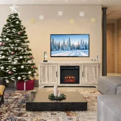 Fireplace Stand, for TV Up to 65", Media Storage Cabinet Console
