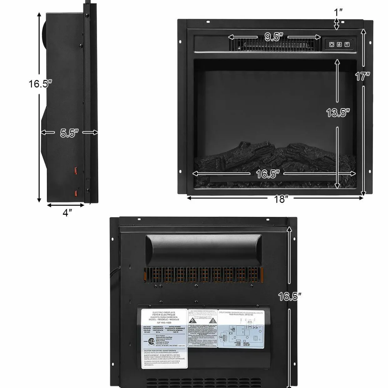 Fireplace Stand, for TV Up to 65", Media Storage Cabinet Console
