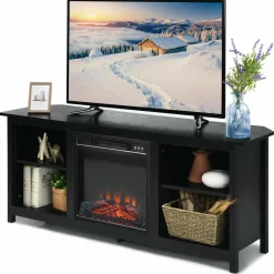 Fireplace TV Stand, 58 Inches Entertainment Media Console Center w/18 Inches 1400W Electric Fireplace
