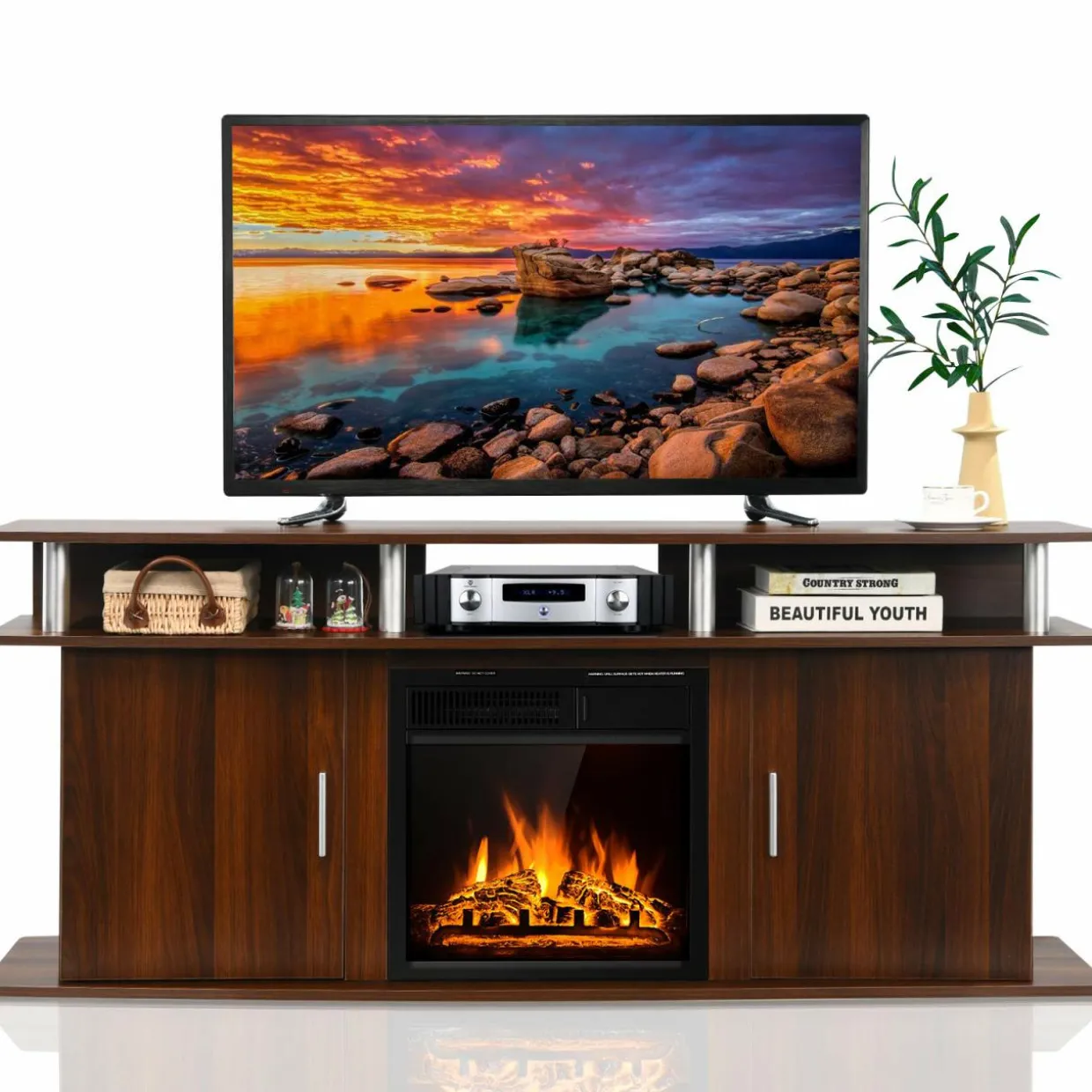 Fireplace TV Stand, Living Room Media Console Table