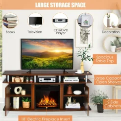 Fireplace TV Stand, Living Room Media Console Table