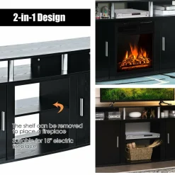 Fireplace TV Stand, Living Room Media Console Table