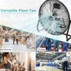 Floor Fan, 20-inch High Velocity Floor Fan with 145° Adjustable Tilt, 3-speed Adjustable