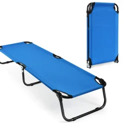 Folding Camping Cot, Portable Camping Bed with Steel Frame