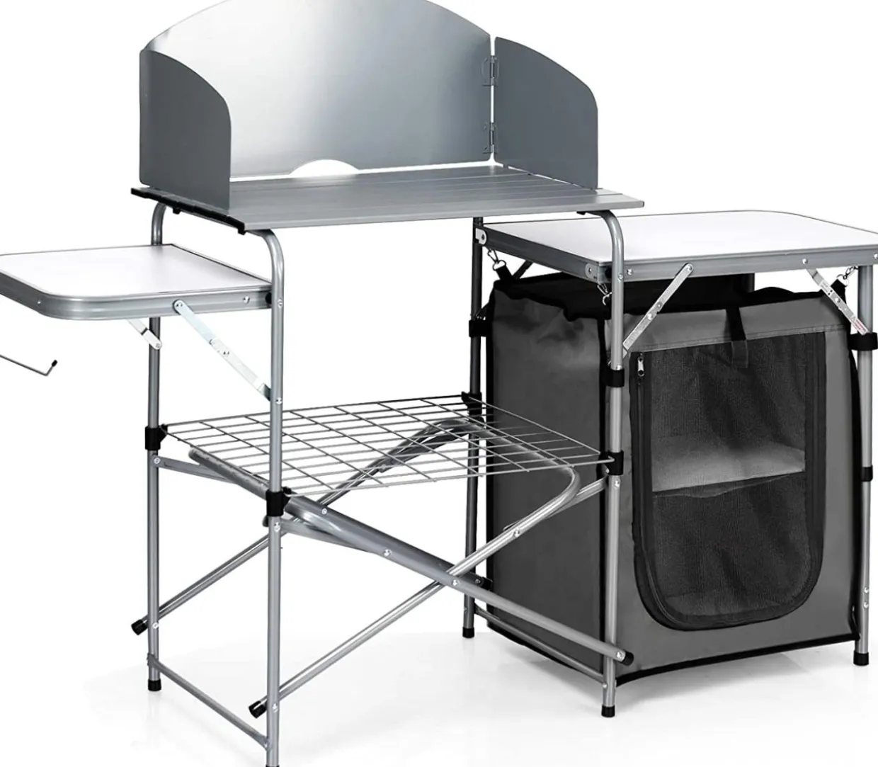 Folding Camping Kitchen Table, Windscreen, Cook Station
