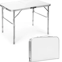 Folding Picnic Table, Portable Aluminum Camp Table with 3 Adjustable Heights