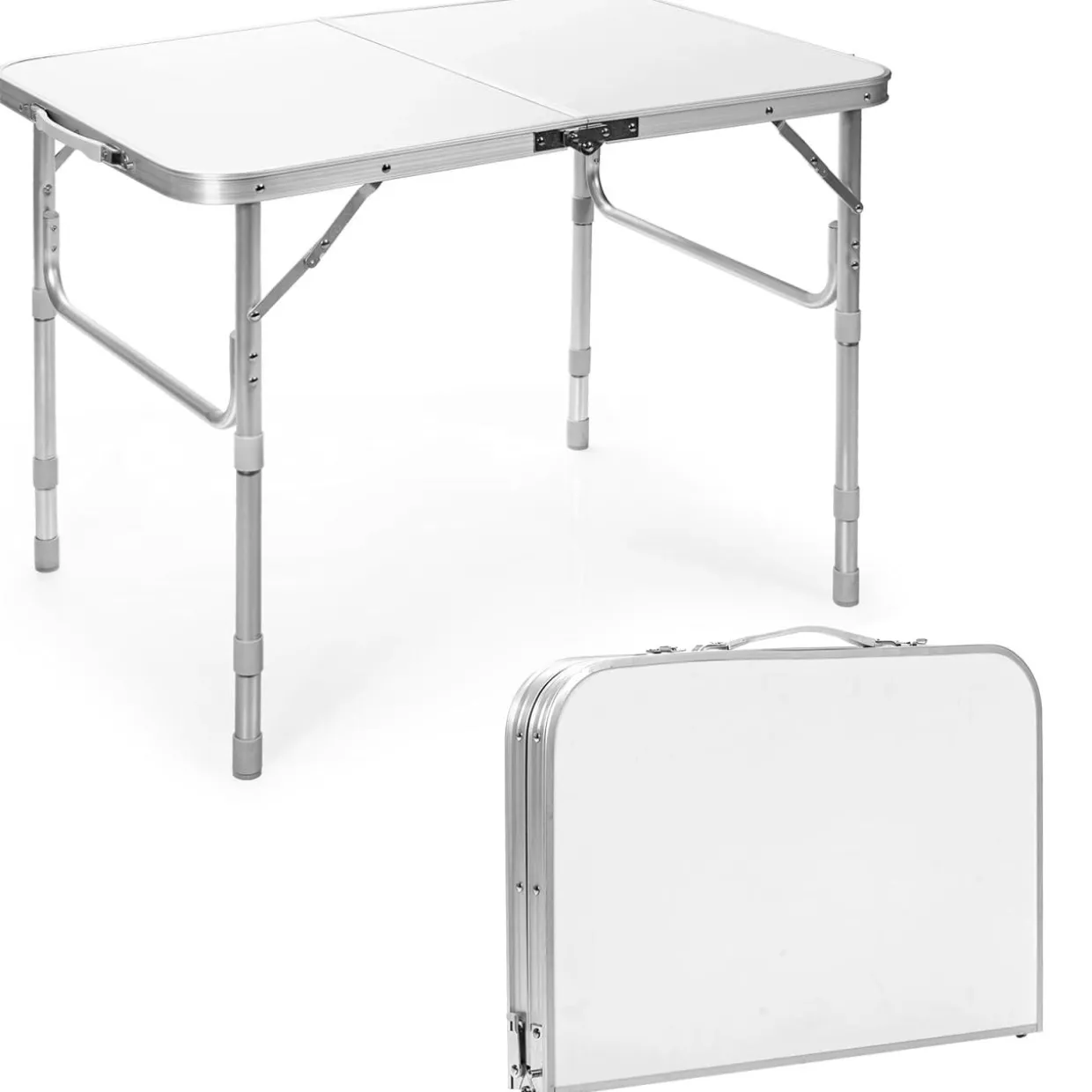 Folding Picnic Table, Portable Aluminum Camp Table with 3 Adjustable Heights