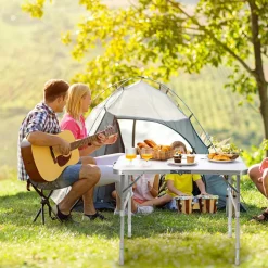 Folding Picnic Table, Portable Aluminum Camp Table with 3 Adjustable Heights