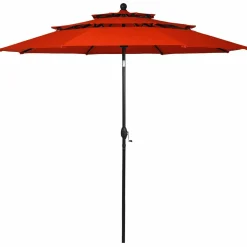 10 Ft 3 Tier Patio Umbrella, Outdoor Umbrella W/Double Vented
