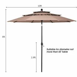10 Ft 3 Tier Patio Umbrella, Outdoor Umbrella W/Double Vented