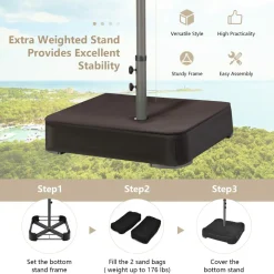 15FT Double-Sided Patio Umbrella with Solar Lights, Extra-Large Umbrella W/ 48 LED Lights & Auto-Charging Solar Panel