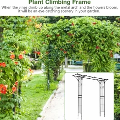 6.8 Ft Garden Arbor, Metal Arch with Trellis for Climbing Plant, Vines, Flowers