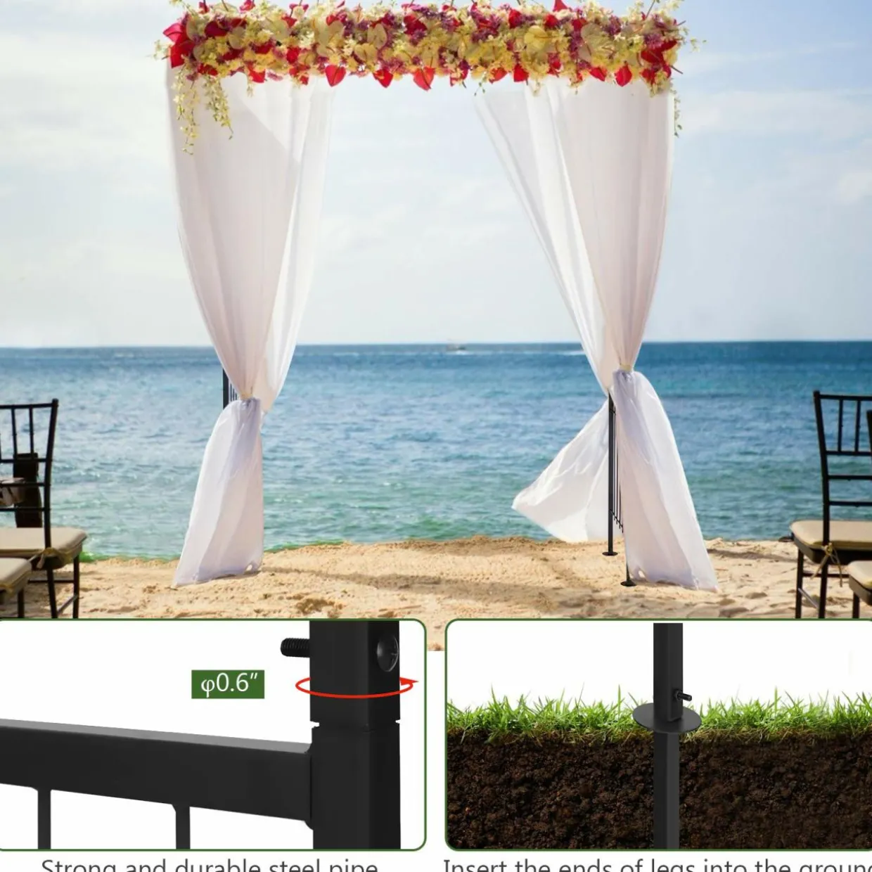 6.8 Ft Garden Arbor, Metal Arch with Trellis for Climbing Plant, Vines, Flowers