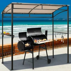 7ft Grill Gazebo, Patio Barbecue Canopy with Serving Shelf and Storage Hooks
