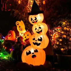 7 Ft Halloween Inflatable Stacked Pumpkins with Build-in LED Lights & Blower