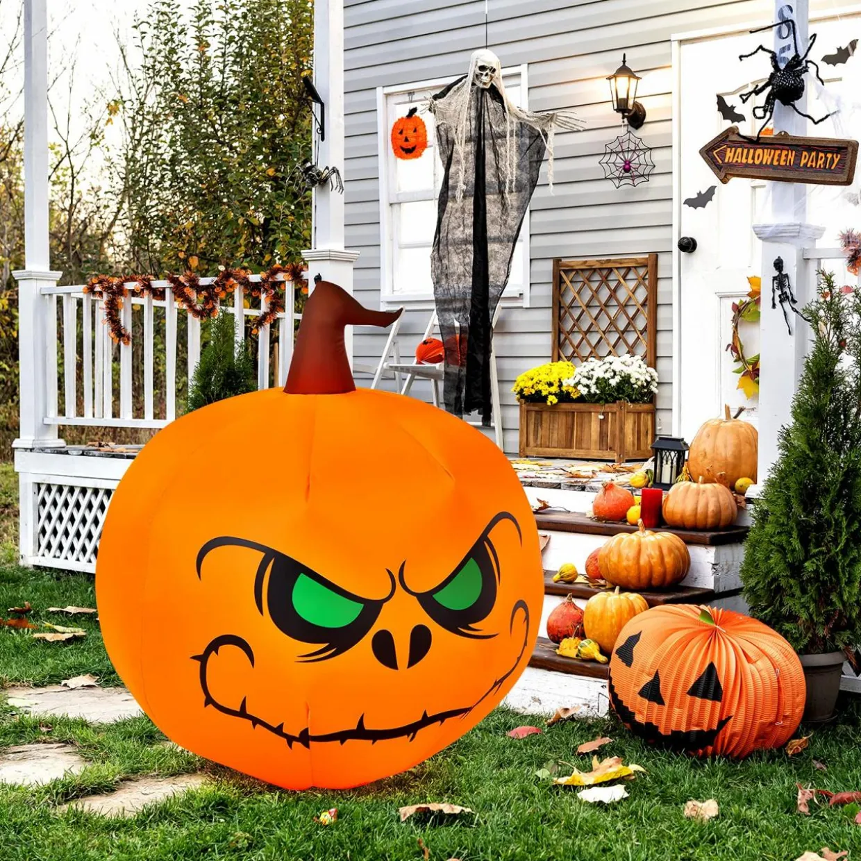 4 Ft Halloween Inflatable Pumpkin with Build-in LED Lights & Blower