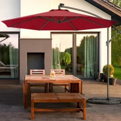 10FT Outdoor Patio Umbrella Solar LED Lighted Sun Shade Market Umbrella