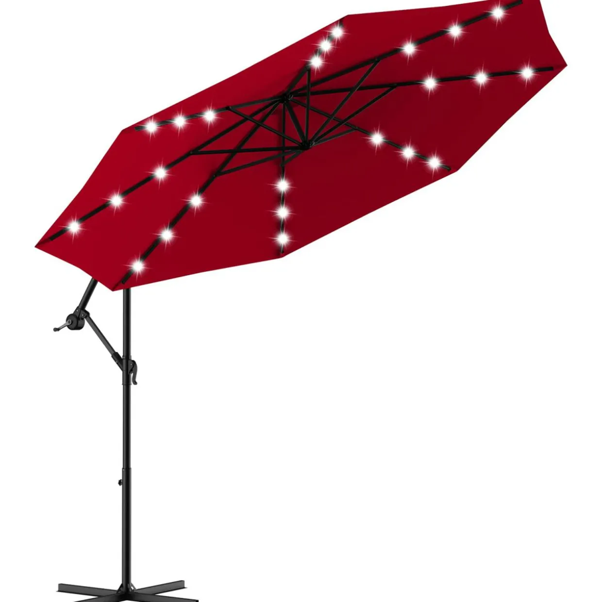 10FT Outdoor Patio Umbrella Solar LED Lighted Sun Shade Market Umbrella