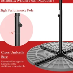 10FT Outdoor Patio Umbrella Solar LED Lighted Sun Shade Market Umbrella