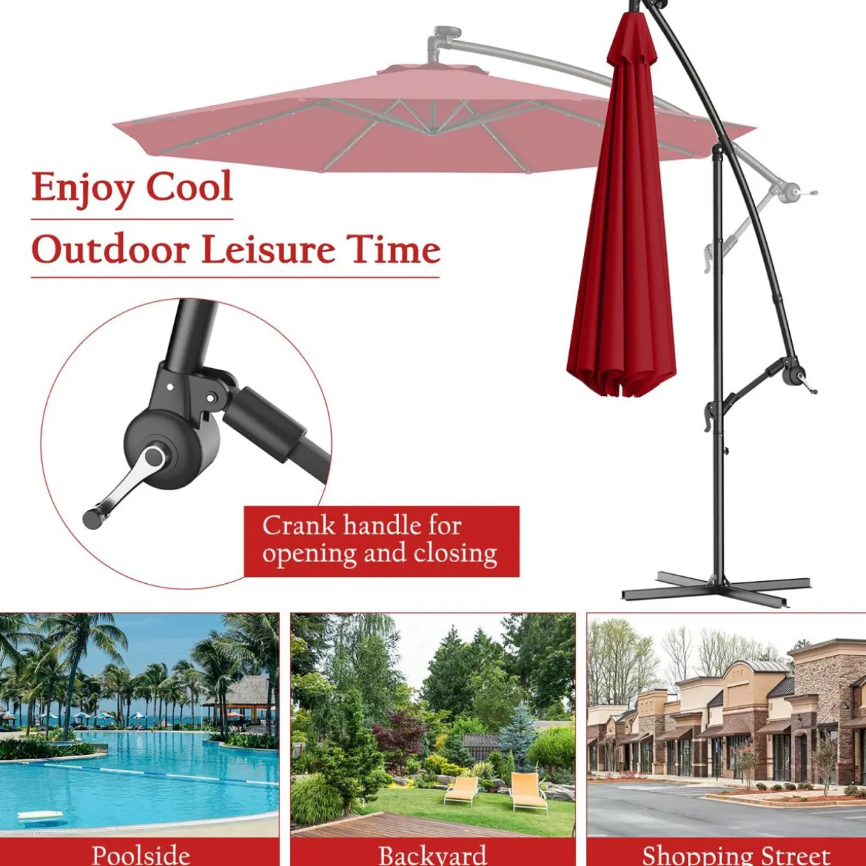 10FT Outdoor Patio Umbrella Solar LED Lighted Sun Shade Market Umbrella