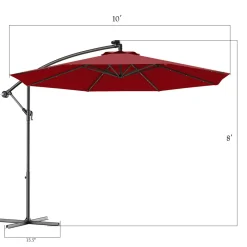 10FT Outdoor Patio Umbrella Solar LED Lighted Sun Shade Market Umbrella