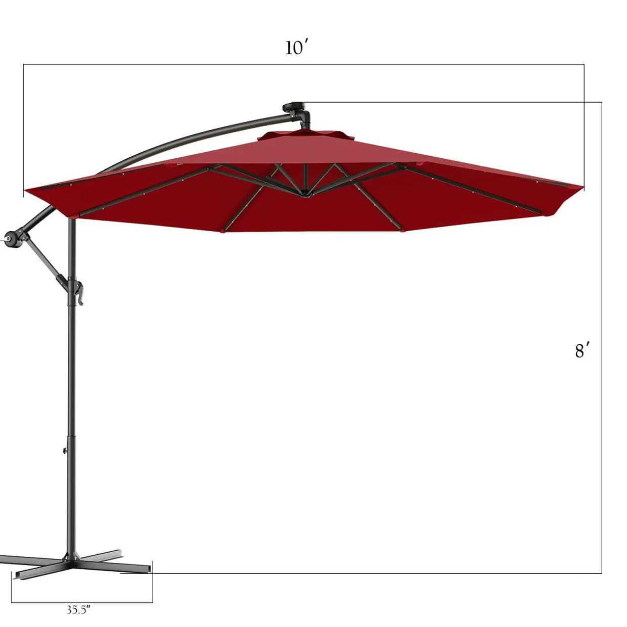 10FT Outdoor Patio Umbrella Solar LED Lighted Sun Shade Market Umbrella