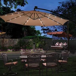 10FT Outdoor Patio Umbrella Solar LED Lighted Sun Shade Market Umbrella
