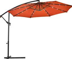 10FT Outdoor Patio Umbrella Solar LED Lighted Sun Shade Market Umbrella