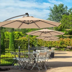 10FT Outdoor Patio Umbrella Solar LED Lighted Sun Shade Market Umbrella