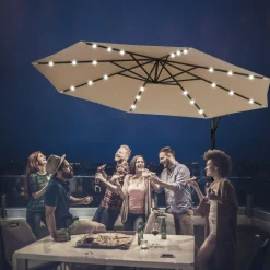 10FT Outdoor Patio Umbrella Solar LED Lighted Sun Shade Market Umbrella