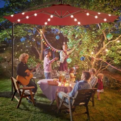 10FT Outdoor Patio Umbrella Solar LED Lighted Sun Shade Market Umbrella