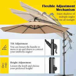 10FT Outdoor Patio Umbrella Solar LED Lighted Sun Shade Market Umbrella