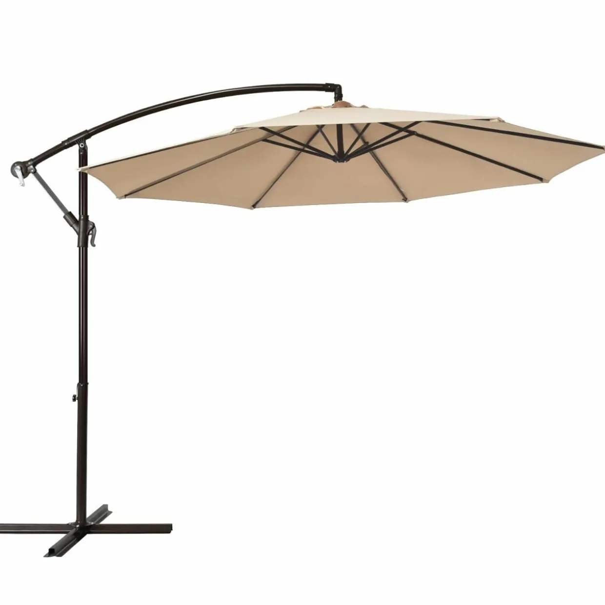 10FT Patio Offset Umbrella, Outdoor Cantilever Umbrella with Easy Tilt Adjustment & 8 Ribs