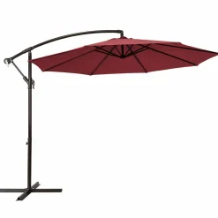 10FT Patio Offset Umbrella, Outdoor Cantilever Umbrella with Easy Tilt Adjustment & 8 Ribs