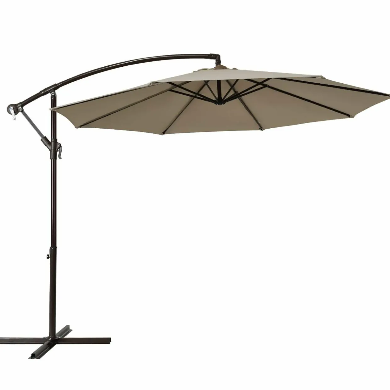 10FT Patio Offset Umbrella, Outdoor Cantilever Umbrella with Easy Tilt Adjustment & 8 Ribs