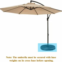 10FT Patio Offset Umbrella, Outdoor Cantilever Umbrella with Easy Tilt Adjustment & 8 Ribs