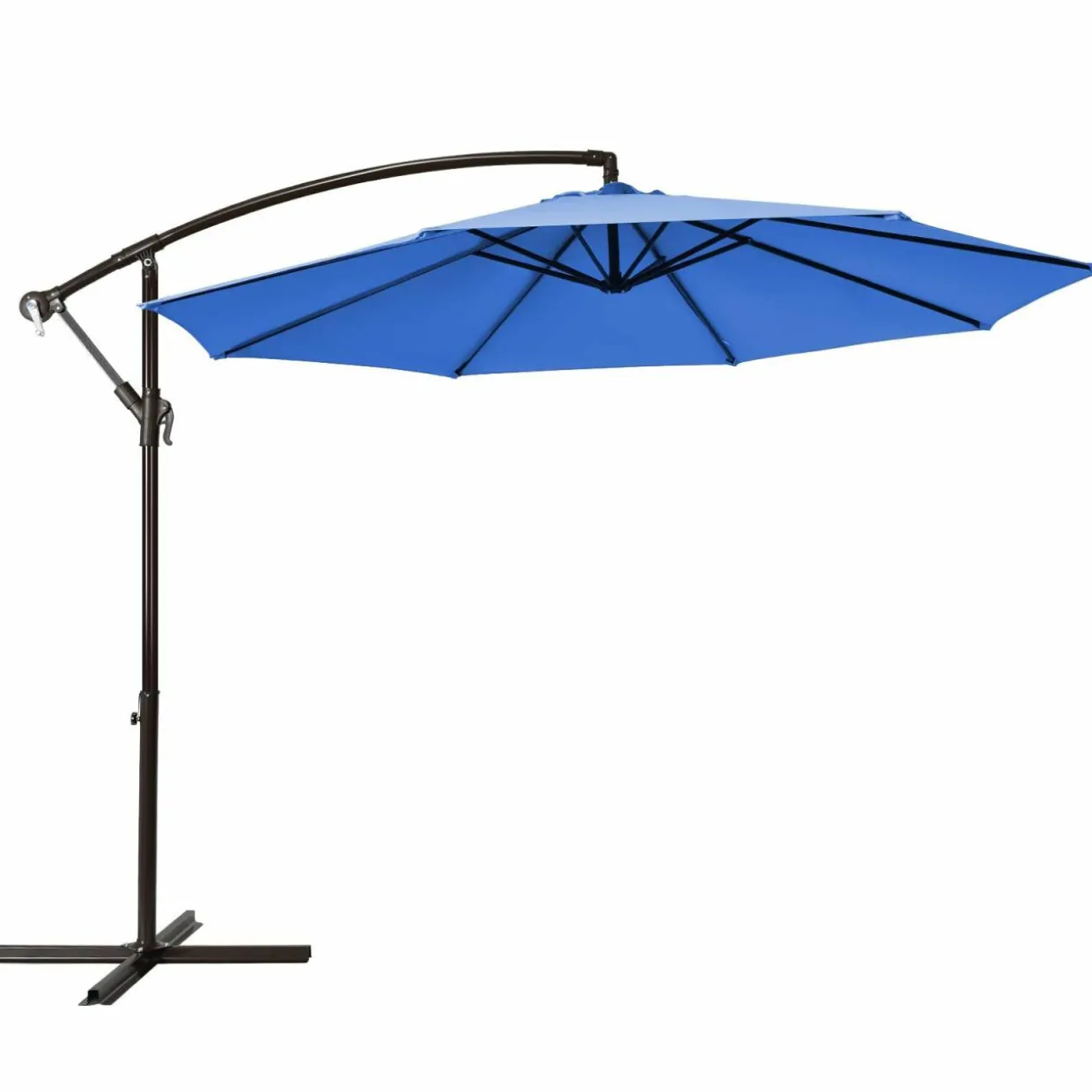 10FT Patio Offset Umbrella, Outdoor Cantilever Umbrella with Easy Tilt Adjustment & 8 Ribs