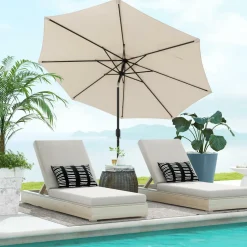 10FT Patio Umbrella, Outdoor Market Table Umbrella with Push Button Tilt