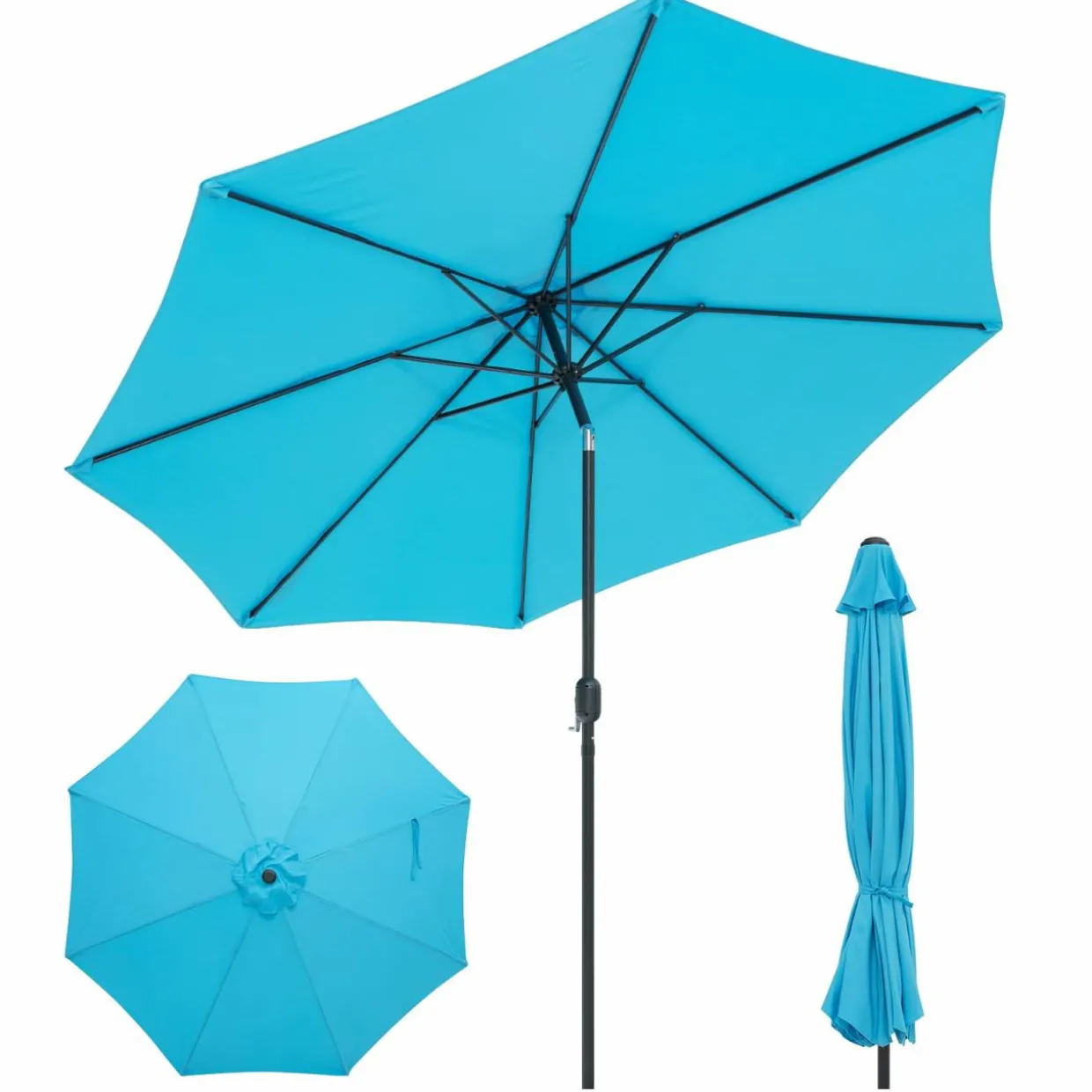 10FT Patio Umbrella, Outdoor Market Table Umbrella with Push Button Tilt