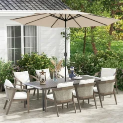 10FT Patio Umbrella, Outdoor Market Table Umbrella with Push Button Tilt