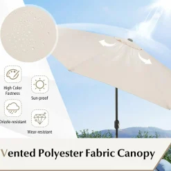 10FT Patio Umbrella, Outdoor Market Table Umbrella with Push Button Tilt