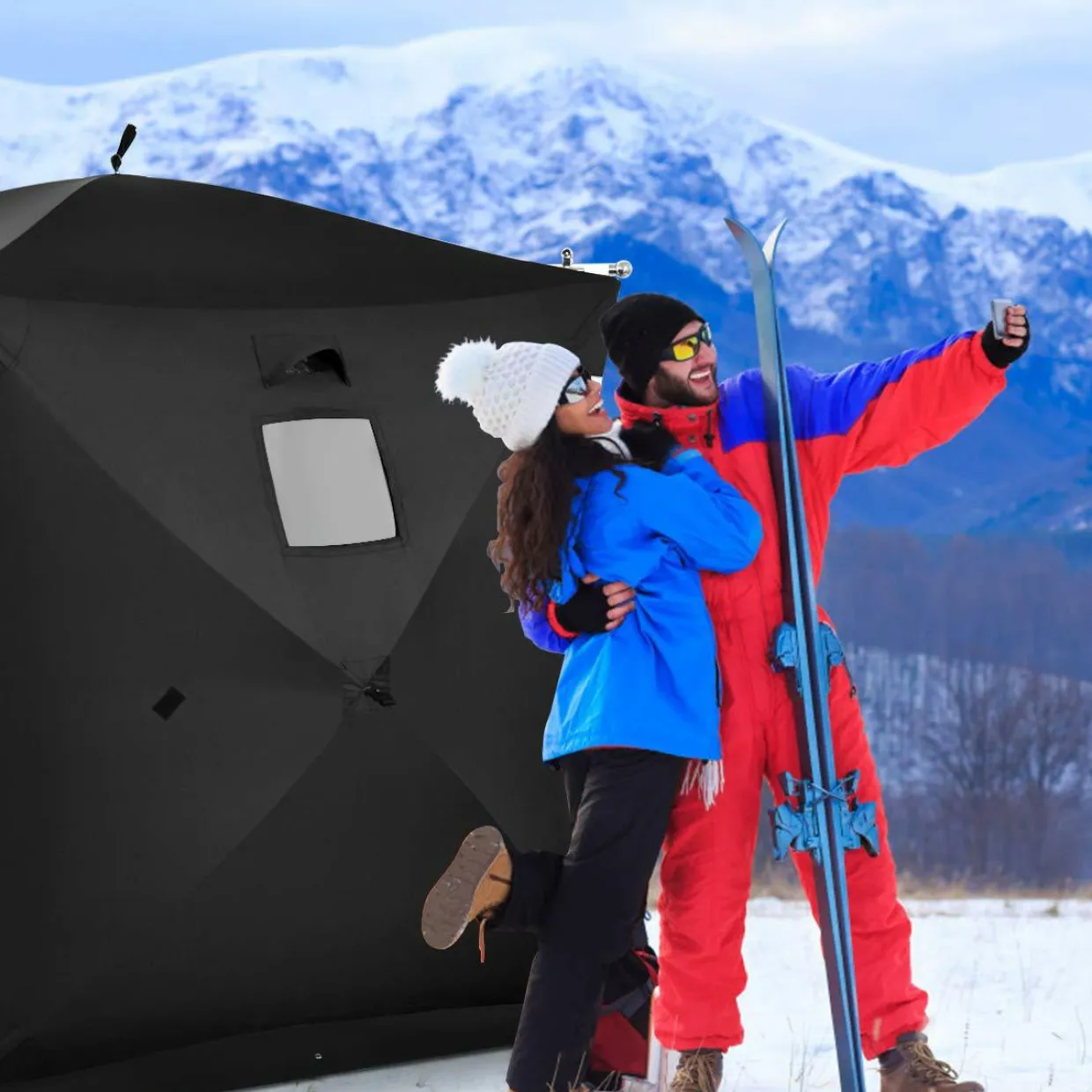 Ice Fishing Shelter, Pop-up Portable Ice Shanty Tent for 2-3 Person