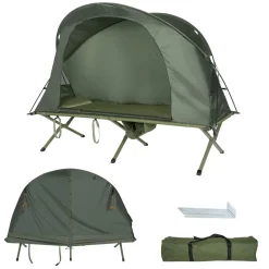 4-in-1 Camping Cot Tent for 1 Person, Foldable Elevated Tent Set, Portable Tent W/Waterproof External Cover