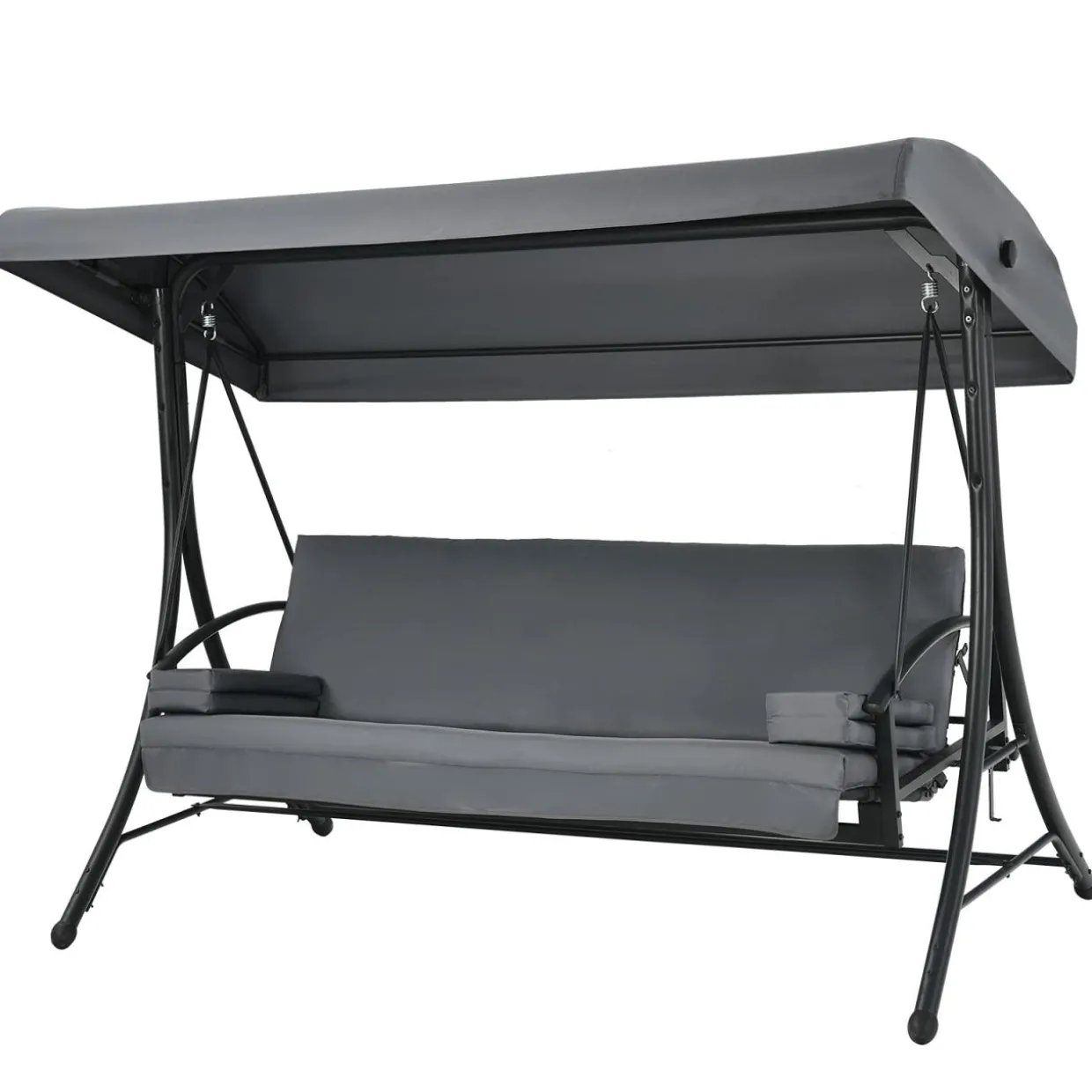 2-in-1 Convertible Porch Swing, 3-Seater Patio Swing with Adjustable Tilt Canopy