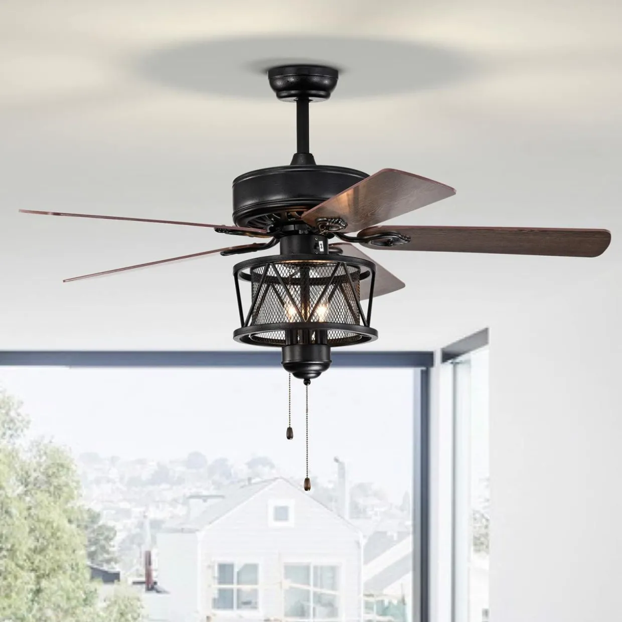 50-Inch Ceiling Fan with Lights, 3-Speed Adjustable (Coffee)
